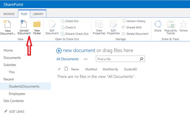 Upload document menu